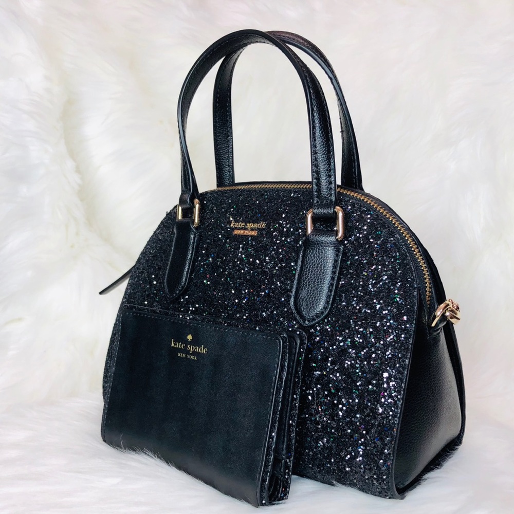 Kate Spade Mini Reiley Glitter Satchel Wallet Set - Picture 2 of 8
